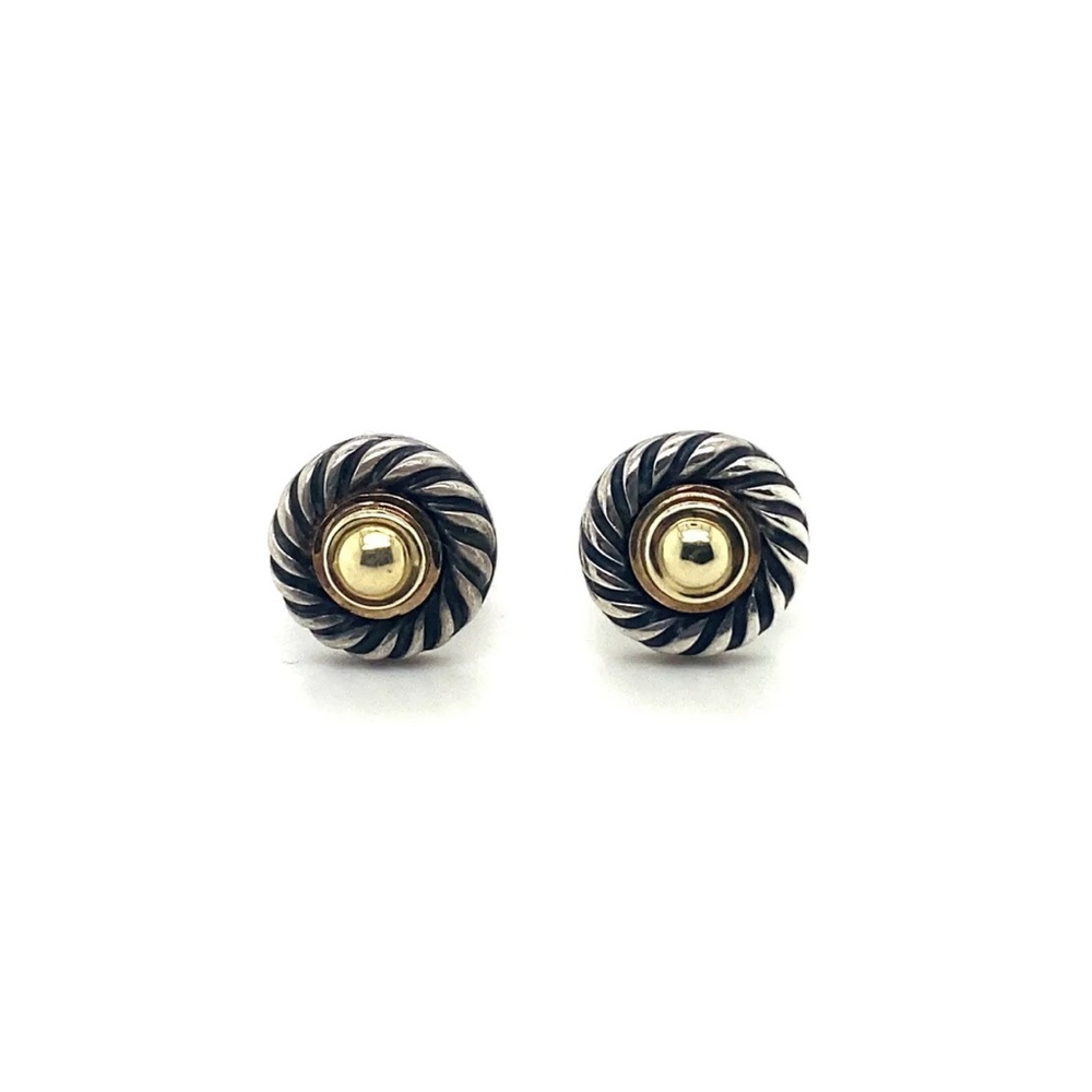 david yurman sterling silver & 14k gold cookie stud earings